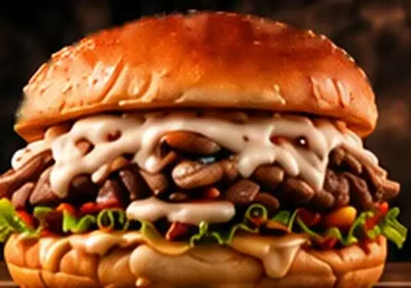 White Mushroom — Angus & Wagyu beef, Cheddar cheese, Fresh mushroom, Creamy white sauce, Potato bun